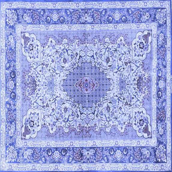 Ahgly Company Indoor Square Medallion Blue Traditional Area Rugs, 8' Square