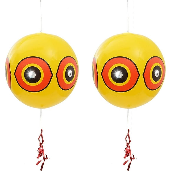 2 Anti-pigeon Scarecrow Balloons, () 400 Mm, Yellow/red, Birds, Herons, Magpies, Lapwings And Sparrows