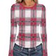 thumbnail image 2 of RKSTN Crewneck Shirts for Women Oversized Plaid Print Slim Ribbed Knitted Long Sleeve T Shirts Top Womens Casual Plus Size Round Neck Checkered Printed Stretch Loose Comfy Tee Fall Spring Clothes, 2 of 8