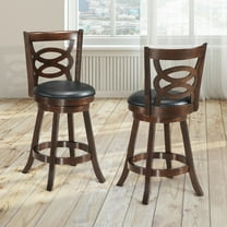 Auranook Set of 2 Bar Stools 24'' Height Wooden Swivel Backed Dining Chair Home Kitchen