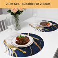 thumbnail image 5 of Navy Blue Marble Round 13 Inch Placemats Set of 2, Modern Ink Painting Art Abstract HeatResistant Non Slip Place Mats for Dining Table, Wipeable Braided Kitchen Table Mats for Housewarming, 5 of 9