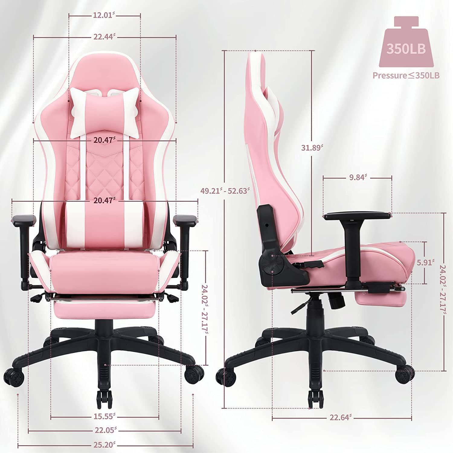 Heavy Duty Gaming Chair for Adults 350LBS Reinforced Nylon Base High Back Racing Computer Chair with Adjustable Linked Armrest PU Leather Ergonomic