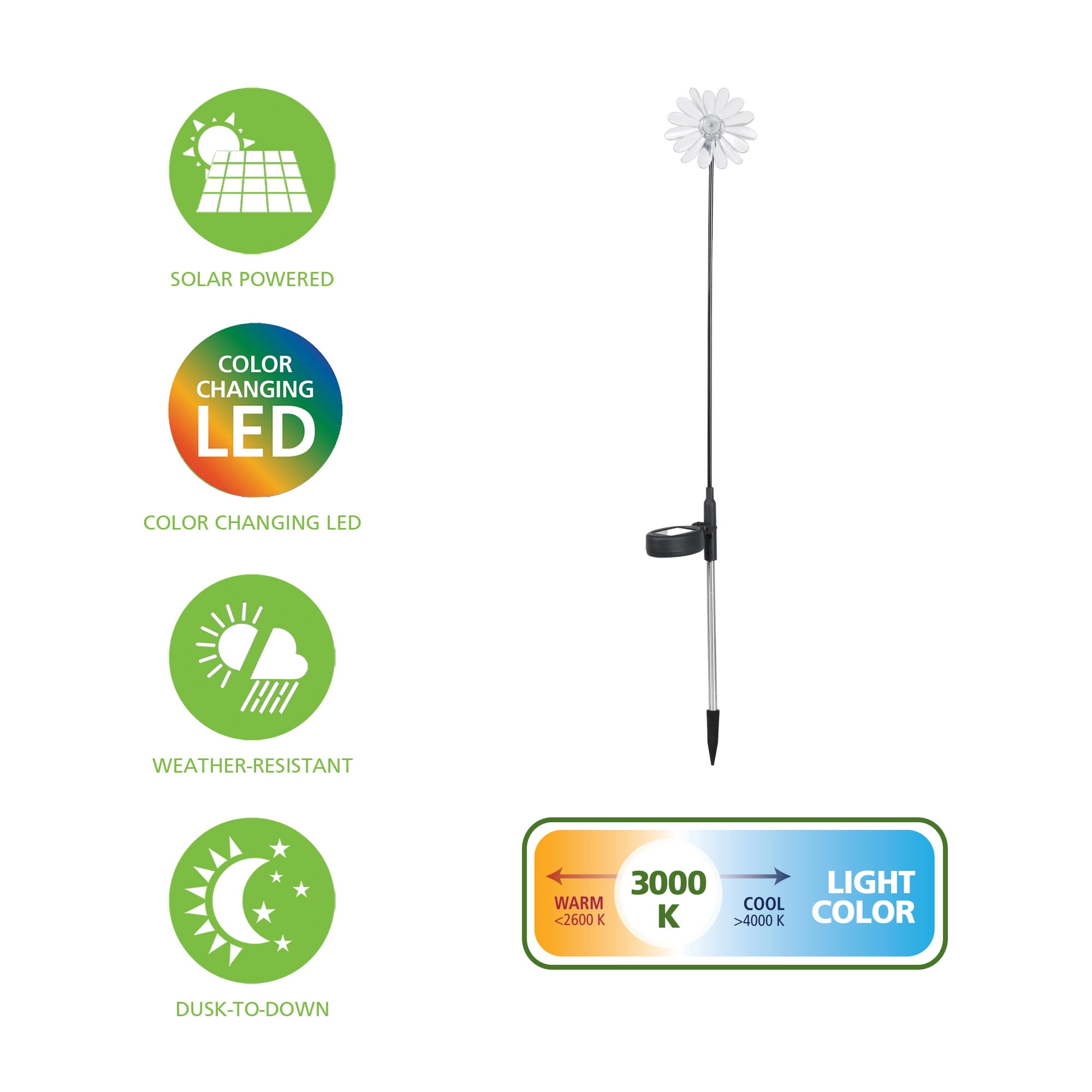 Mainstays Solar Powered Color Changing LED Flower Acrylic Stake Light