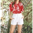 thumbnail image 5 of HAPPY BAY Hawaiian Shirts Womens Casual Summer Beach Party Blouses Shirt T-Shirt Blouse Short Sleeve Button up Dress Tee Shirts Tops for Women M Holiday Island, Red, 5 of 5