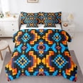 thumbnail image 1 of Geometric Aztec Bed in a Bag King Size Comforter Set 7 Pieces, Tribe Arrow Western Bedding Sets Exotic Style Teal Orange Geometry Sheet Set with Comforter, 1 of 5