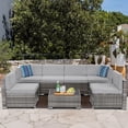 thumbnail image 4 of YODOLLA 7-Piece Patio Furniture Set on Sale, Rattan Wicker Outdoor Sectional Sofa Couch with Table Patio Conversation Set for Lawn& Backyard In Gray, 4 of 9