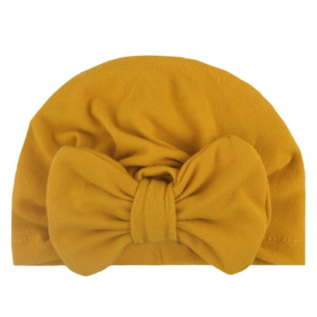 

STEADY Newborn Hats Big Bow Baby Cap Cotton Cute Hat Newborn Beanie Infant Boys Hats Textured Knit Caps 0-24 Months One Size / Yellow