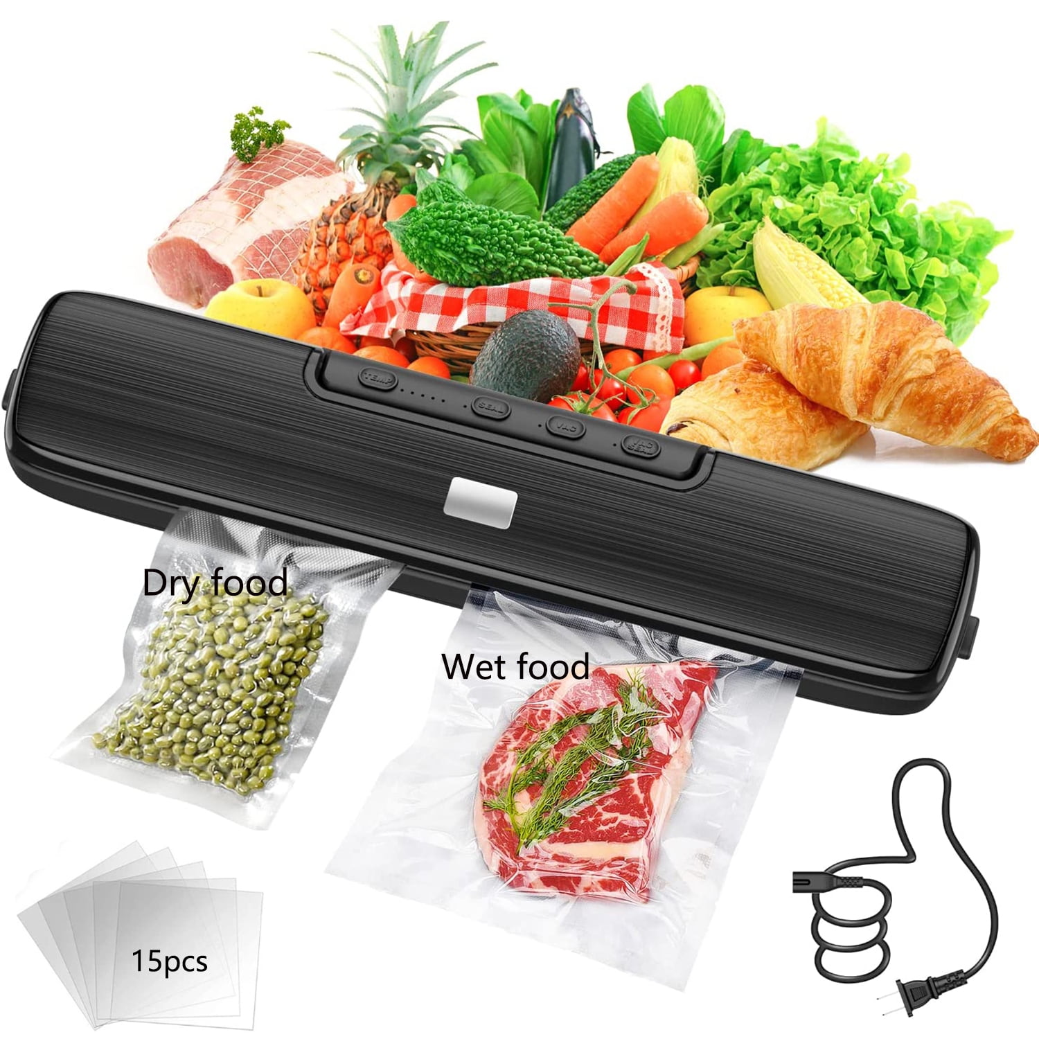 Rends Vacuum Sealer Machine, Automatic Food Sealer Built-in Air Sealing  System with Cutter and Starter Kit, Dry/Moist Model & External Suction  Design Vacuum Sealer Machine for Food Preservation 