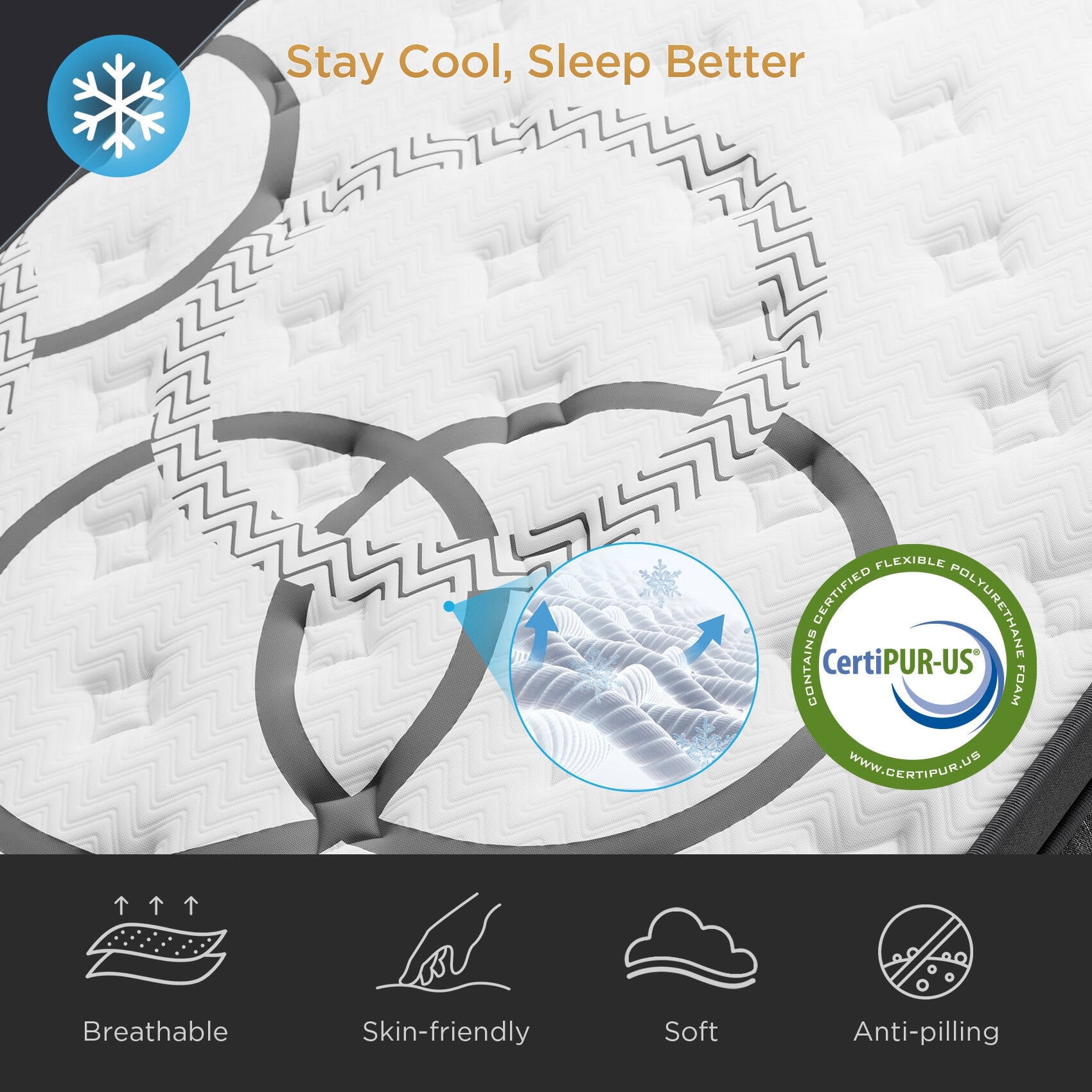 GREOO King Size Mattress 14" Hybrid Mattress in a Box Gel Memory Foam and Pocket Springs with Motion Isolation, Medium Firm, Pressure Relief, CertiPUR-US® & OEKO-TEX® STANDARD 100 Certified