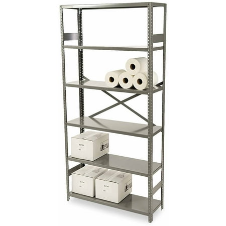 - Tennsco 6-Shelf Commercial Steel Shelving, Medium Gray