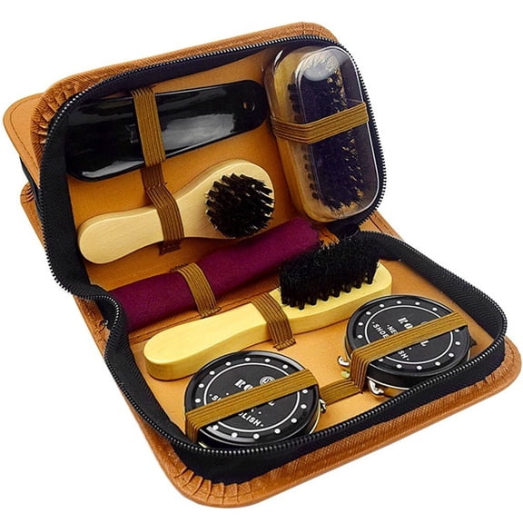 vlrwzc Boots Polish Brushes Kit, Shoe Polishing Cleaning Tool with Case, Polish Brush for Boots, Car Seats, Bags, Sofas Care