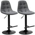thumbnail image 1 of Gymax Ensemble de 2 Tabourets de Bar Réglables Pivotants Hauteur Comptoir Chaises en Lin avec Dossier Gris, 1 of 10