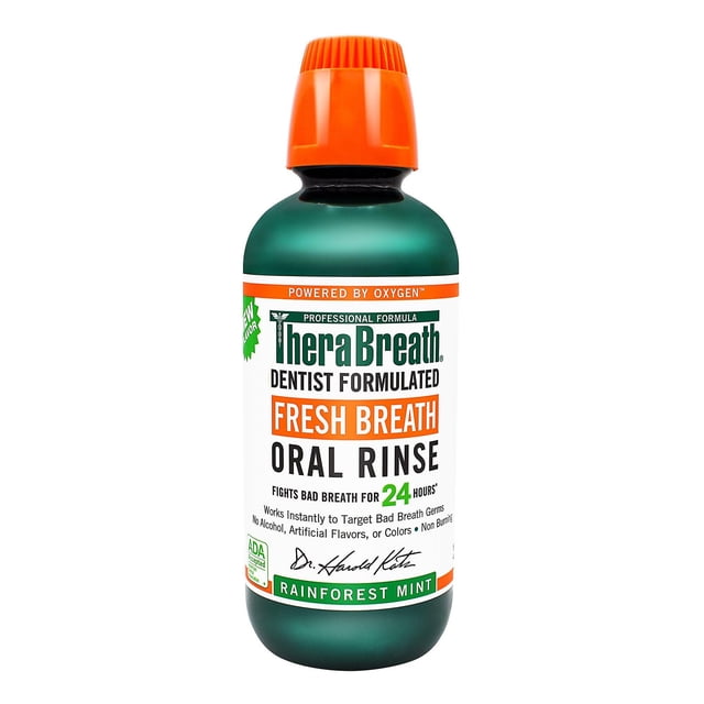 Therabreath kosher alcohol-free mouthwash, rainforest mint 16.0 fl oz