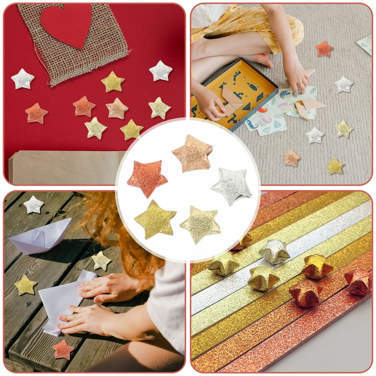 200pcs Diy Origami Paper Origami Star Paper Glitter Folding Paper For Craft  Projects 