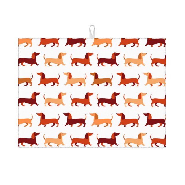 Balery Dachshund Walking Alfombrilla de Secado para Cocina, 18x24 Pulgadas, Súper Absorbente para Platos y Encimeras