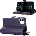 thumbnail image 4 of Wallet Case for iPhone 12 Pro with Crossbody Lanyard for Women 6.1",iPhone 12 Purse Phone Case with Card Holder,Protective PU Leather Coin Zipper Case,Purple, 4 of 16