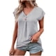 thumbnail image 1 of Blusa informal de manga corta con cuello en V de verano para mujer de Umfun Fashion, color gris L, 1 of 5