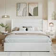 thumbnail image 5 of Amolife Full Size Velvet Lift up Hydraulic Storage Platform Bed Frame with Upholstered Wingback Headboard, White, 5 of 13