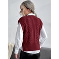 thumbnail image 4 of Langwyqu Spring Fall V-Neck Women Sleeveless Knit Vest Ribbed Sweater Pullover, 4 of 5