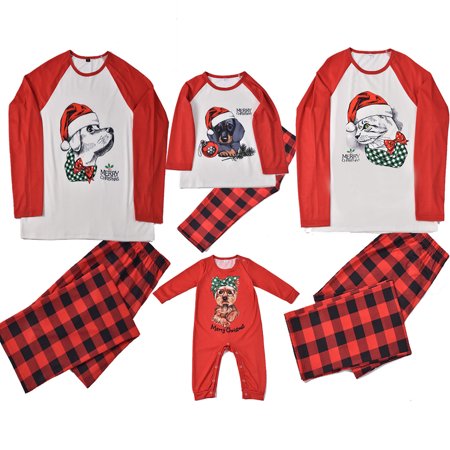 

Dezsed Christmas Pajamas for Family Christmas Parent-Child Outfit Baby Printed Xmas Family Matching Pajamas Crawl