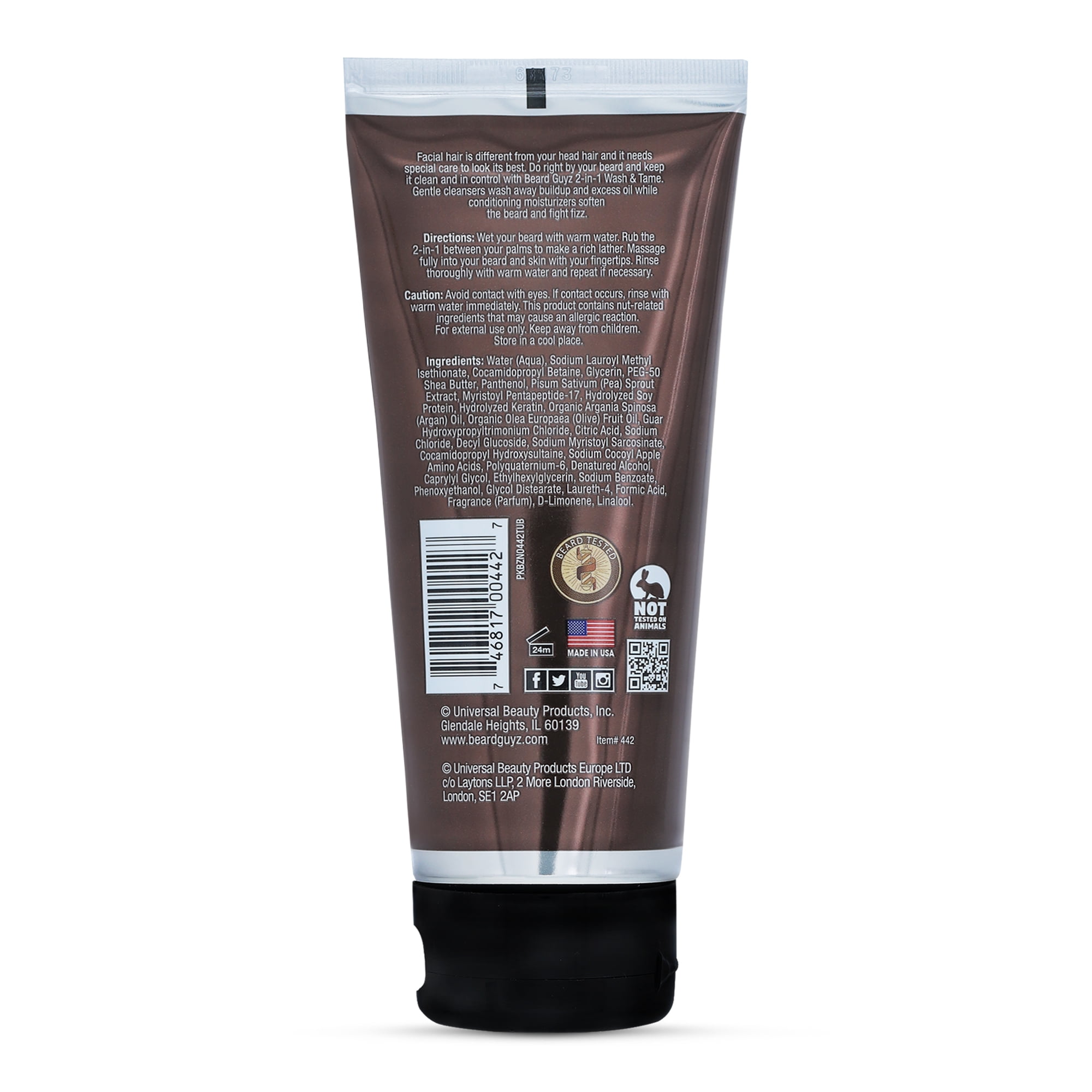 Beard Guyz 2-in-1 Wash & Tame Conditioner, with Argan Oil & Keratin, 8 fl oz