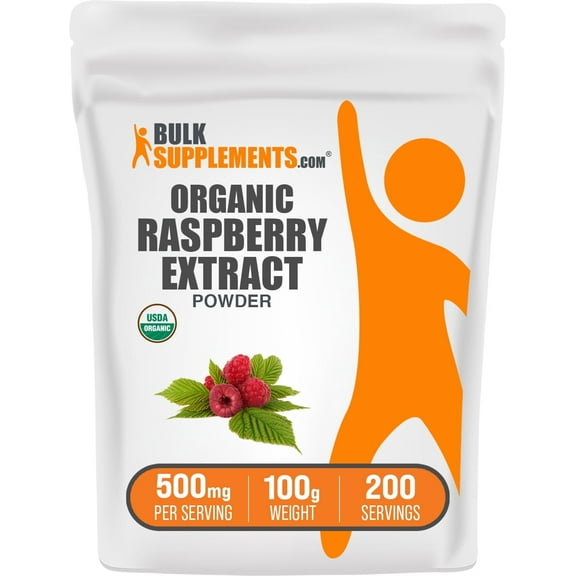 BulkSupplements Organic Raspberry Extract Powder, Herbal Supplement, Unisex, 100g, 200 Servings