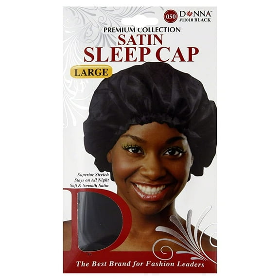 Donna Collection Satin Sleep Cap, Black, 1 Ea