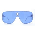 thumbnail image 2 of SA106 Full Rimless Flat Top Shield Mobster Sunglasses Silver Blue, 2 of 4
