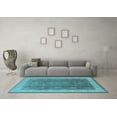 thumbnail image 3 of Ahgly Company Indoor Square Oriental Light Blue Traditional Area Rugs, 7' Square, 3 of 4