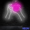 thumbnail image 3 of Handmadetneonsign Hands Holding Camera Neon Sign, Camera Led Sign, Photographer Led Light 94376, 3 of 5