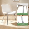 thumbnail image 4 of Modern Faux Leather Dining Chairs Set of 2, Upholstered Kitchen & Dining Room Chairs with Backrest, Durable Metal Legs(White, Silver Legs), 4 of 11