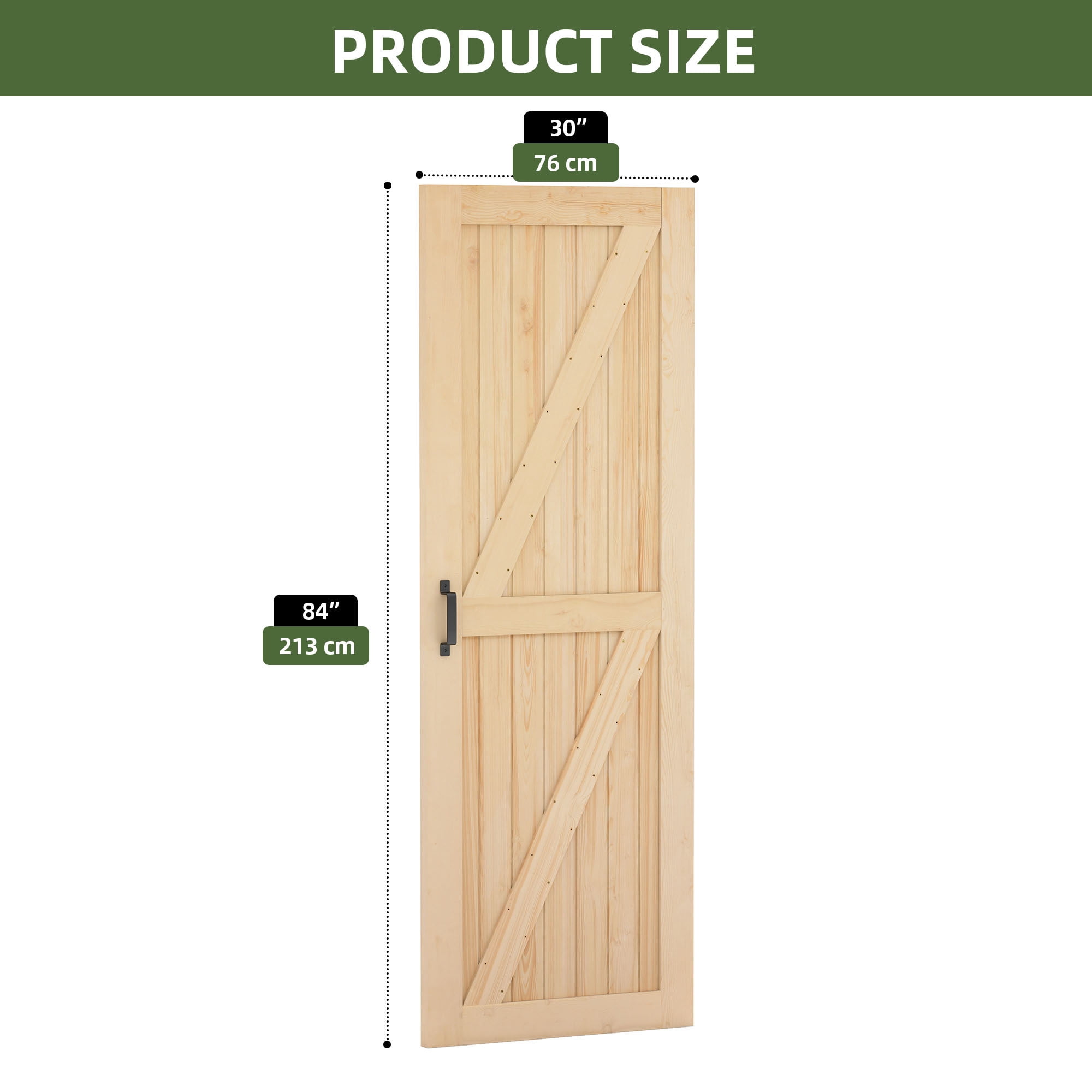 Uforic 30" x 84" Wood Sliding Barn Door Interior Door, Natural