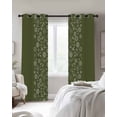 thumbnail image 2 of Japanese Blackout Curtains 45 Inches Long, Kitchen Black Out Window Treatments, Green Rustic Retro Pastoral Floral Leaves Thermal Insulated Lined Drapes for Small Window with Grommet 42"x45", 2 of 8