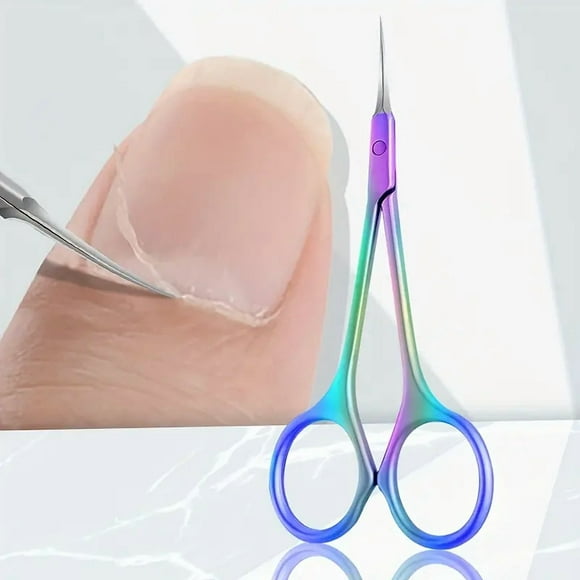Professional Manicurist's Curved-Tip Cuticle Nipper - Long-Handle Stainless Steel Tool with Ultra-Sharp Blade for Precise Removal of Dead Skin, Hangnails & Cuticles - Color Titanium Coated Edition,
