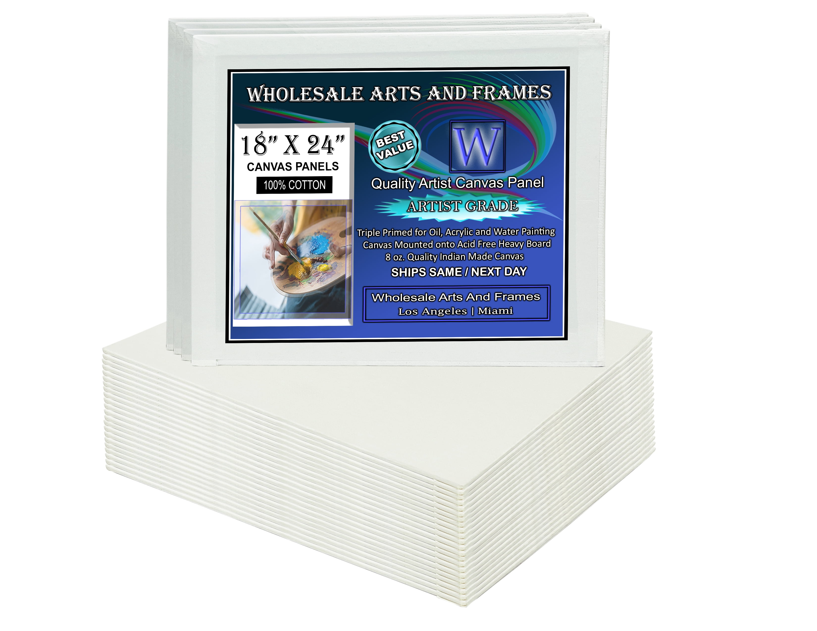 WholesaleArtsFrames-com 18x24 White Professional Artist Quality Acid Free  Canvas Panels 12-Pack (1 Full Case of 12 Single Canvas Panels)