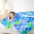 thumbnail image 5 of Manfei Mermaid Princess Twin Bedding, Watercolor Splash Scale Bedding Comforter Set, Blue Lime Green, Polkadot Reversible, 7 Pieces, 5 of 6