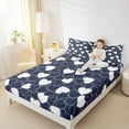 thumbnail image 4 of Feelyou Cute Love Heart Queen Sheet Sets for Teen, Romantic Cartoon Flat Sheet, Navy Graffiti Lines Queen Fitted Sheet, Breathable Home Decor, 4 Pieces, 4 of 7