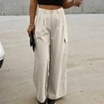 thumbnail image 6 of ShomPort Women High Waist Casual Wide Leg Long Palazzo Pants Business Office Straight Trousers, 6 of 8
