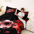 thumbnail image 3 of Castle Fairy Sport Soccer Queen Sheets 4 Pieces, Gradient Shattered Pattern Queen Sheet Sets, Black Red White,1 Fitted Sheet, 1 Flat Sheet and 2 Pillowcases, 3 of 6