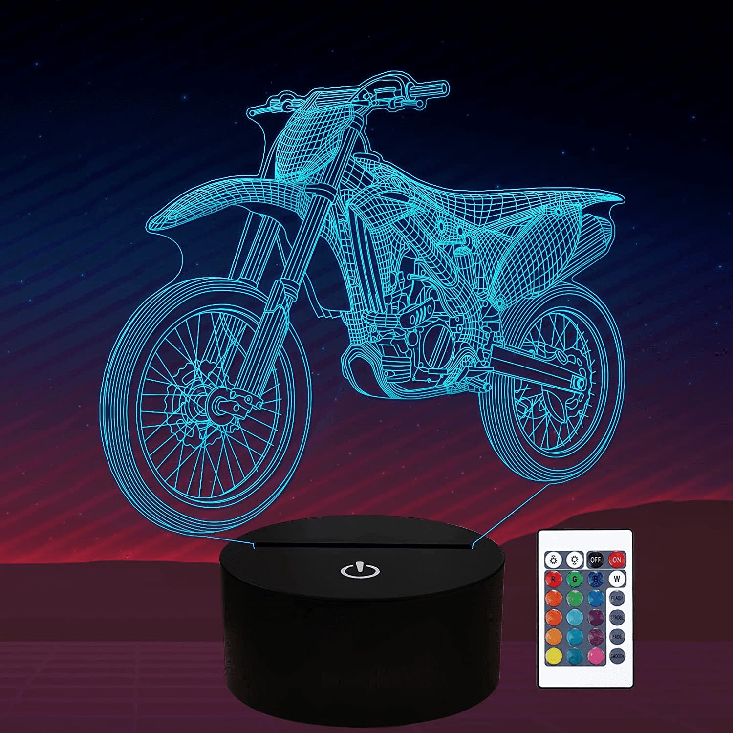 YSITIAN Dirt Bike Night Light Motorcycle 3D Night Light Illusion Lamp