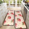 thumbnail image 4 of Kitchen Rugs Sets Of 2,Strawberry Plants Fruit Heart Beige Pattern Anti Fatigue Kitchen Mat Rugs Non Slip Washable,Decorative Kitchen Floor Mats for Kitchen,Sink,Laundry,17"x47"+17"x47", 4 of 5