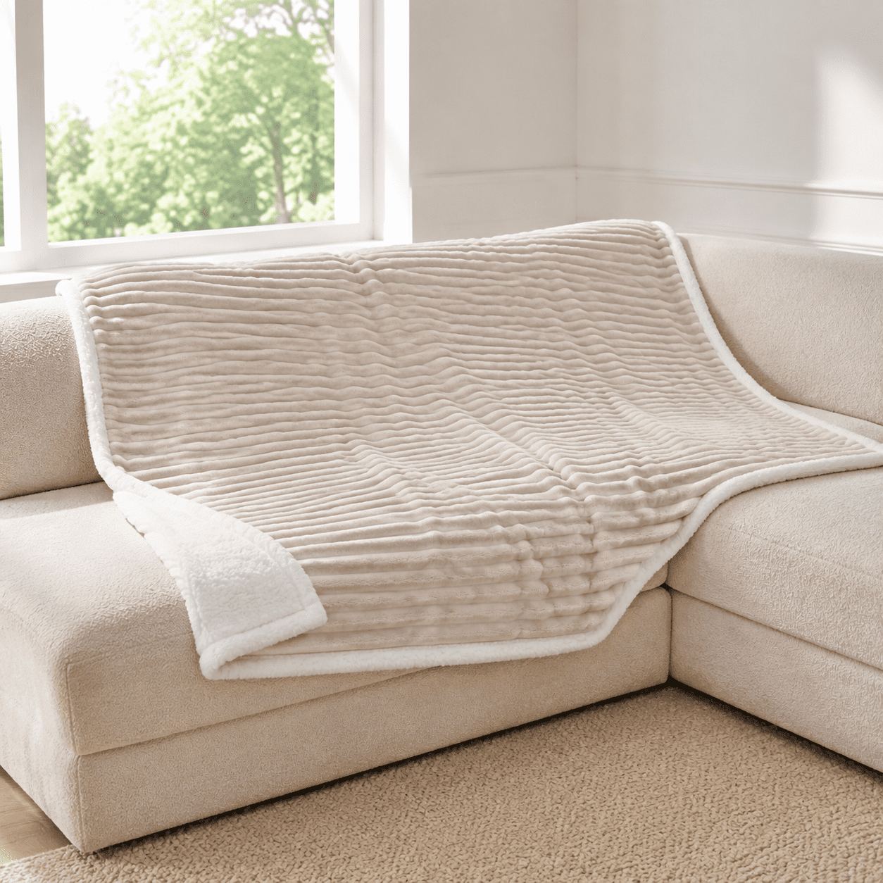 Beige L(50 x60 ) Waterproof Double-Sided Soft Pet Blanket for Dogs and Cats