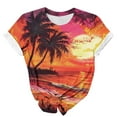 thumbnail image 4 of Hvyesh Womens Hawaiian Shirt Palm Trees Beach Graphic Tee Tops Summer Vacation Short Sleeve Tshirt Tops Casual Round Neck Blouses zd-Multicolor,XL, 4 of 5