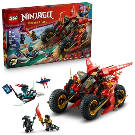 LEGO NINJAGO Ninja Combat Vehicle - 3 in 1 Building Toy - Dragons Rising Play Set for Boys & Girls, Ages 8  - Model Building Kit for Kids W/6 Ninja Toy Minifigures - Gift Idea for Birthdays - 71844