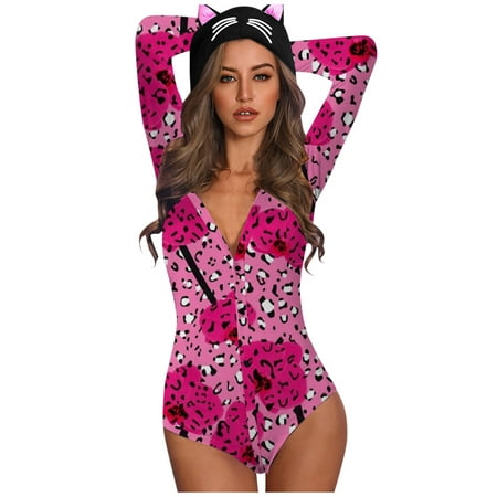 

Tejiojio Casual Women s Shorts Clearance Women Backless Print Long Sleeve Nightwear Jumpsuit Bodysuit Playsuit Romper