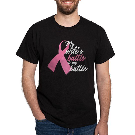 CafePress - My Wife's Battle Is My Battle Dark T Shirt - Men's Classic Cotton T-Shirts