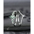 thumbnail image 4 of Kite Shape Moss Agate Crescent Engagement Ring Set, Nature Inspired Sterling Silver Moon Wedding Promise Ring Anniversary Gift for Women, 4 of 5