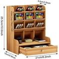 thumbnail image 2 of Organizador de pluma de madera, caja de soporte de pluma de bricolaje multifuncional, escritorio estacionario, fácil montaje, almacenamiento de suministros de arte de oficina en casa con cajón, 2 of 6