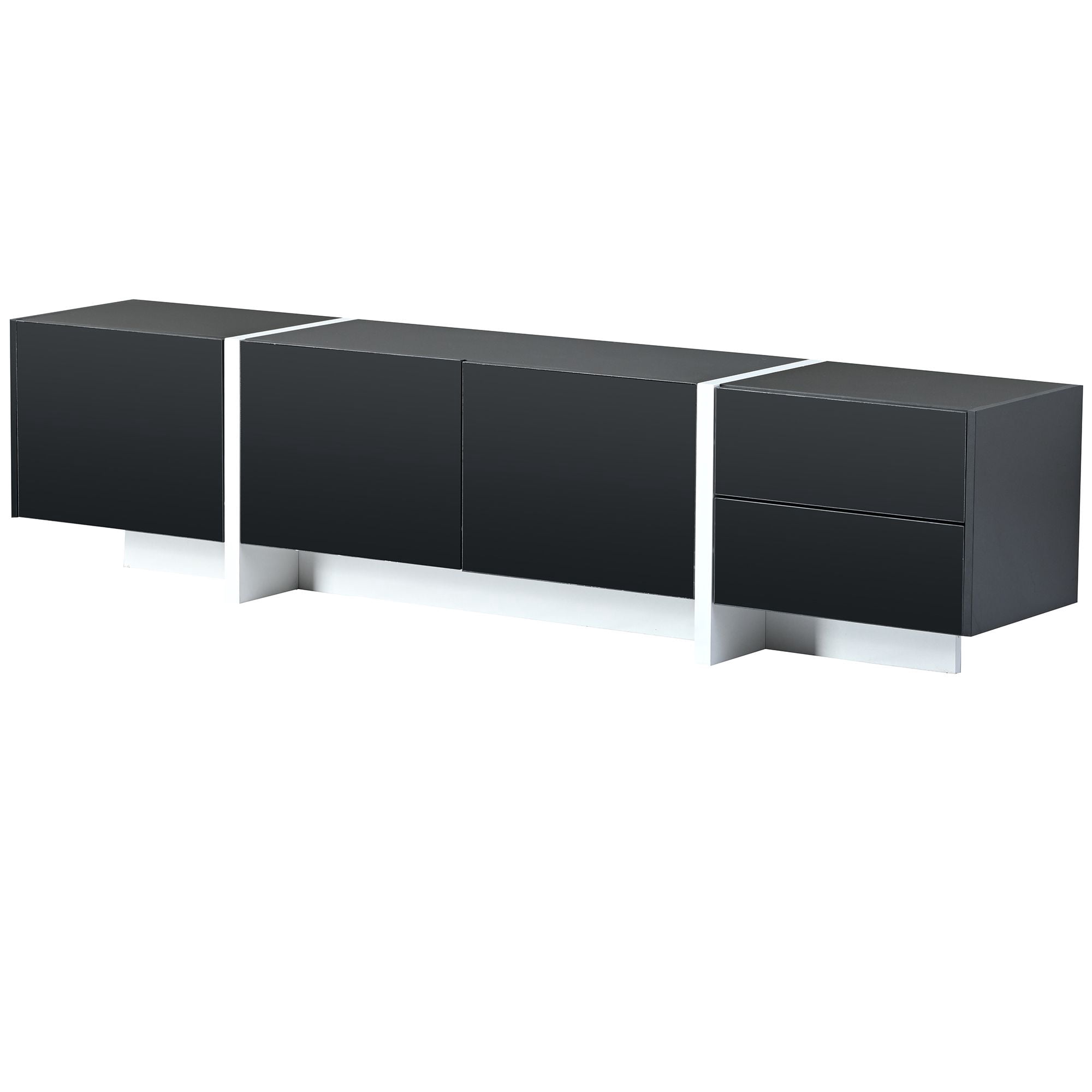 Aukfa TV Stand with 2 Drawers and 3 Big Cabinets for TVs up to 80" - Black