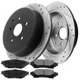 thumbnail image 5 of Rear Drilled & Slotted Disc Brake Rotors + Ceramic Pads + Cleaner & Fluid Fits for 2010-2015 Lexus RX350 RX450H, 2014-2019 Toyota Highlander, 2011-2020 Toyota Sienna, 5 of 5
